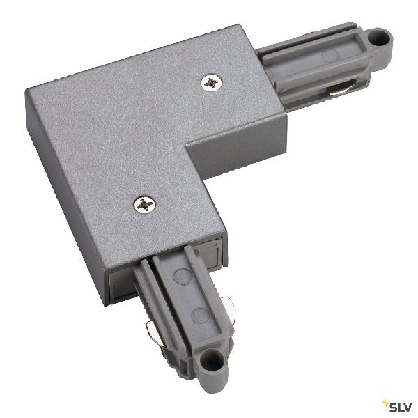 Connecteur d'angle pour rail 1 allumage 16A max, gris, terre extérieur 143052