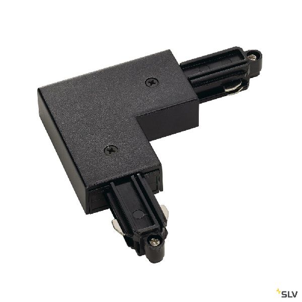 Connecteur d'angle pour rail 1 allumage 16A max, noir, terre intérieure 143060