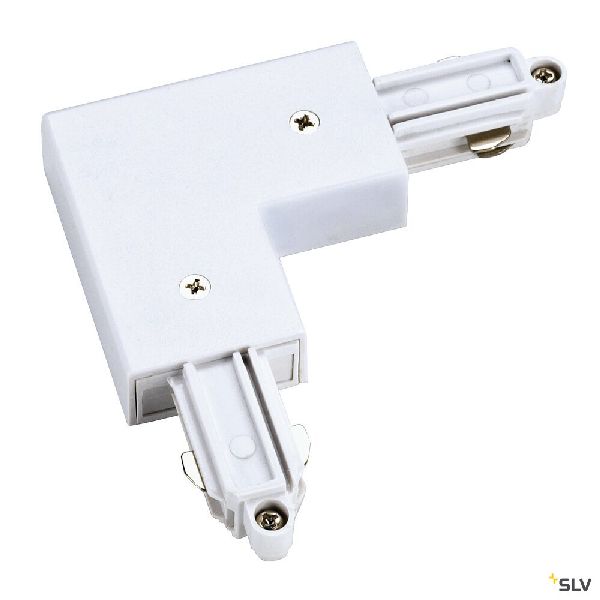 Connecteur d'angle pour rail 1 allumage 16A max, blanc, terre intérieure 143061