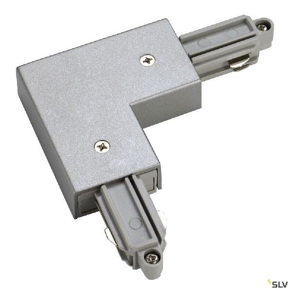 Connecteur d'angle pour rail 1 allumage 16A max, gris, terre intérieur 143062