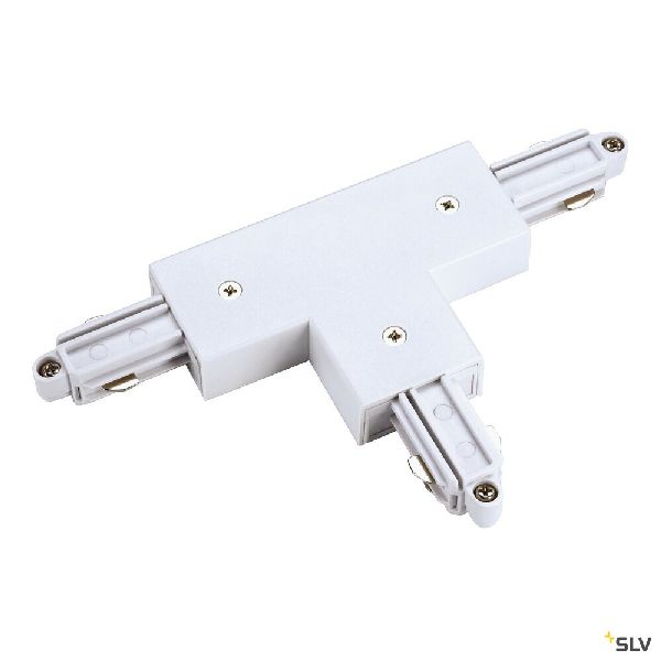 Connecteur en T pour rail 1 allumage 16A max, blanc, terre droite 143081