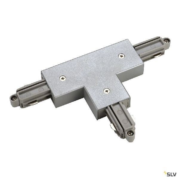 Connecteur en T pour rail 1 allumage 16A max, gris, terre droite 143082