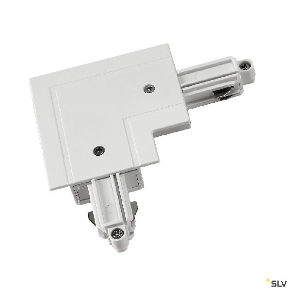 Connecteur d'angle pr rail 1 allumage 230V, à encastrer, blanc, terre extérieure 143251