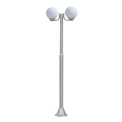 Luminaire  Borne 2 x 60W globe opale E27 inox 230V