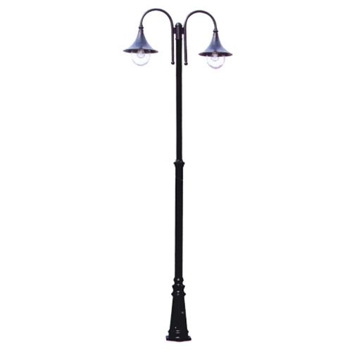 Luminaire Borne 2 Globes claire E27 2X60W noir IP44 230V