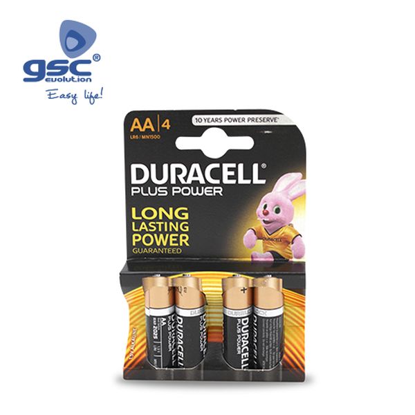 Pile Alcaline DURACELL Plus LR6 (AA), Blister 4 | 009000112