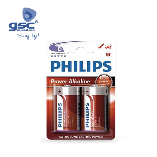 Pile Alcaline PHILIPS LR20 (D) Blister 2 Ud. | 009000314