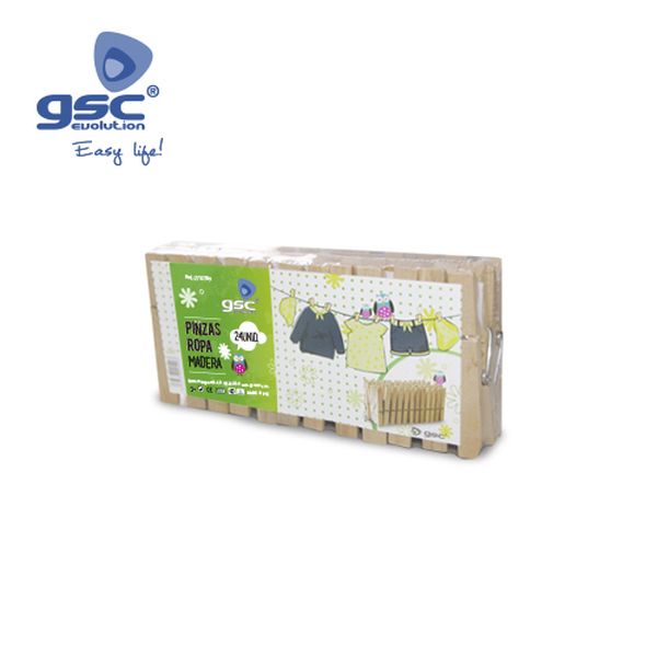 Pack 24 pinces à linge - bois | 002702549