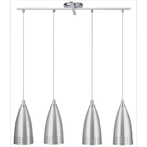 Luminaire Suspension E27 4x 60W aluminium 230V