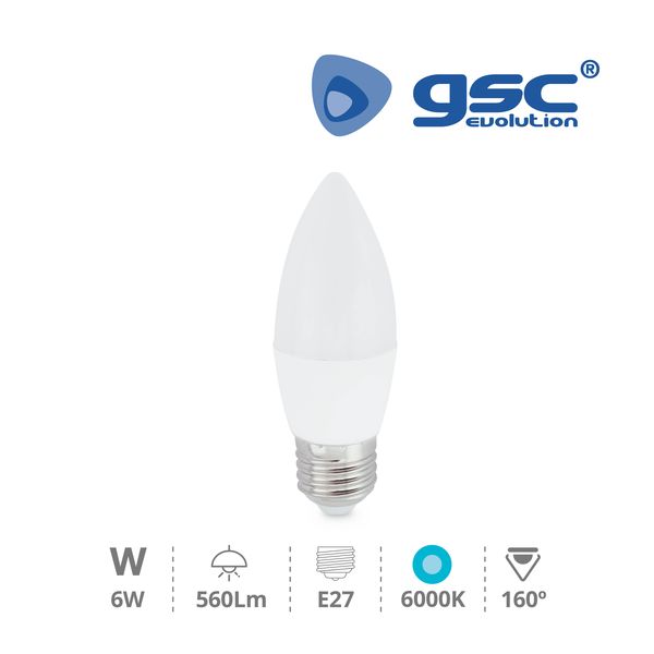 Lampe à bougie LED 6W E27 6000K | 002003599
