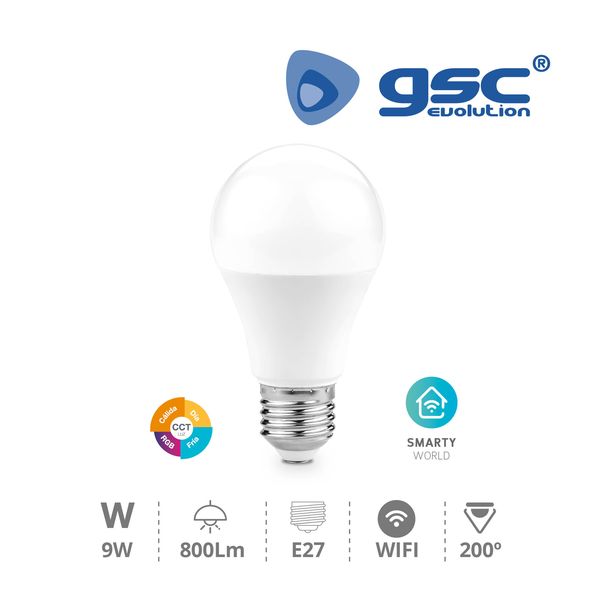 Lampe standard intelligente 9W E27 RGB + 2700-6500 | 200651000