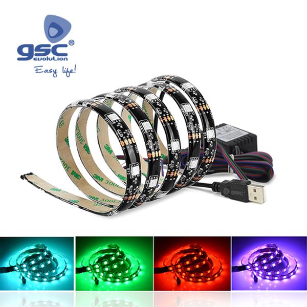Bande LED USB 2x0,5M pour TV 7,2W/M IP44 RGB | 001504516