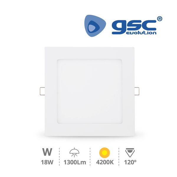 Downlight encastrable LED carré 18W -Blanc 4200K | 000703497