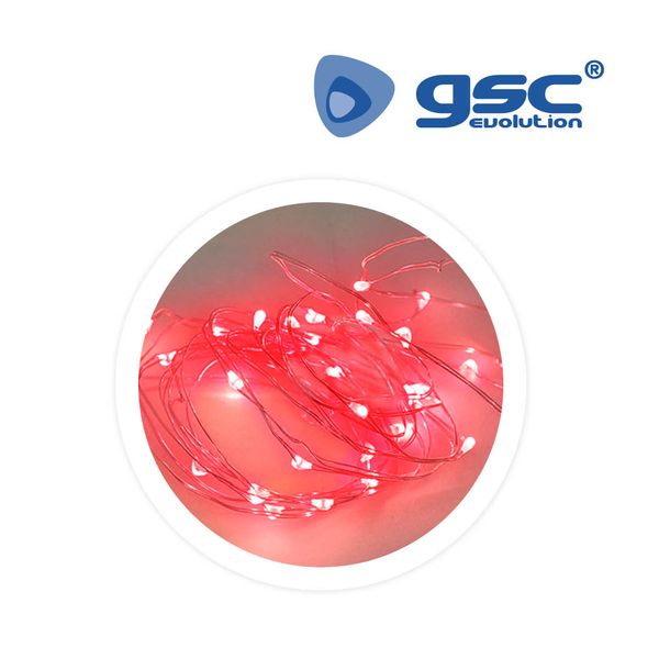 Guirlande LED 5M lumière rouge 50 LEDS IP44 | 005204416