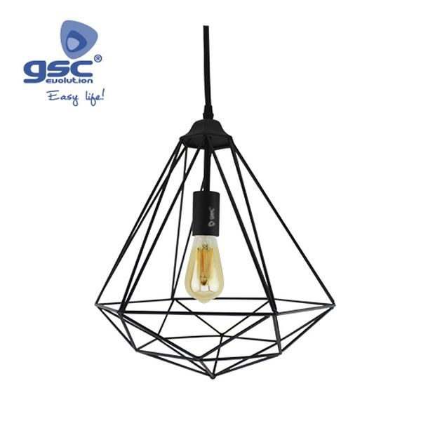 Pendentif lampe Diamant E27 1M Noir | 000705242