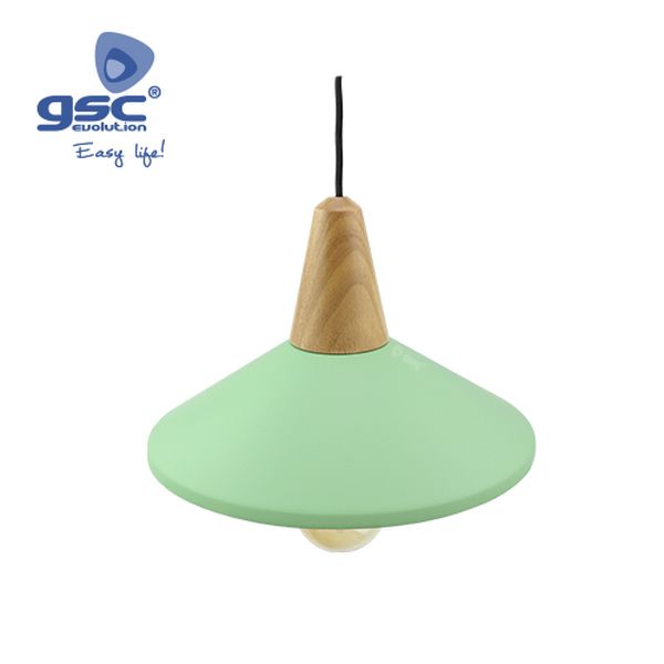 Pendentif plaque lumineuse E27 1M Bois + Vert | 000705250