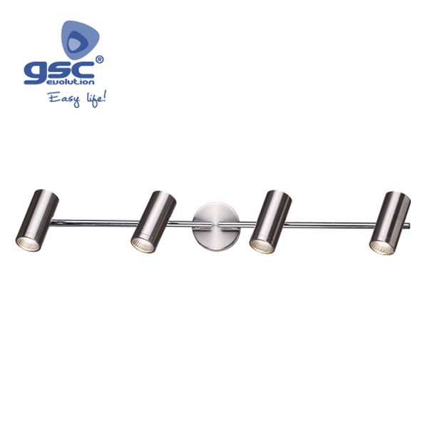 Plafonnier linéaire quadruple GU10 Max.60W Nickel | 000705206