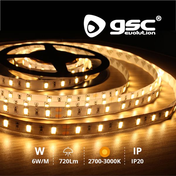 Rouleau 5M LED SMD2835 (6W) 2700K-3000K IP20 24V | 001504585