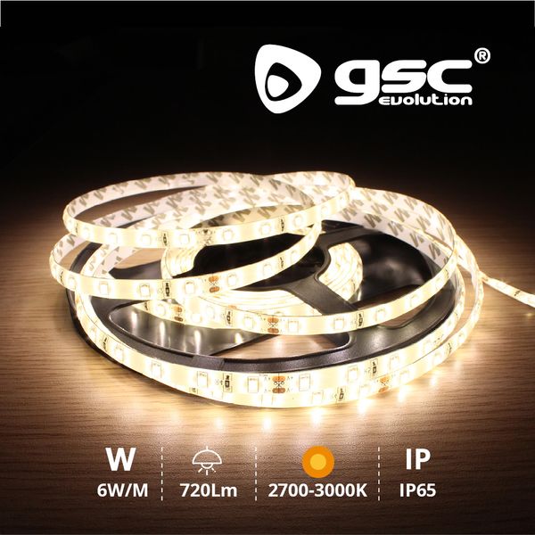 Rouleau 5M LED SMD2835 (6W) 2700K-3000K IP65 24V | 001504591