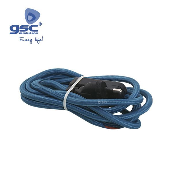 Câble textile 1,5M (2x0,75mm) broche+int Bleu | 001102963