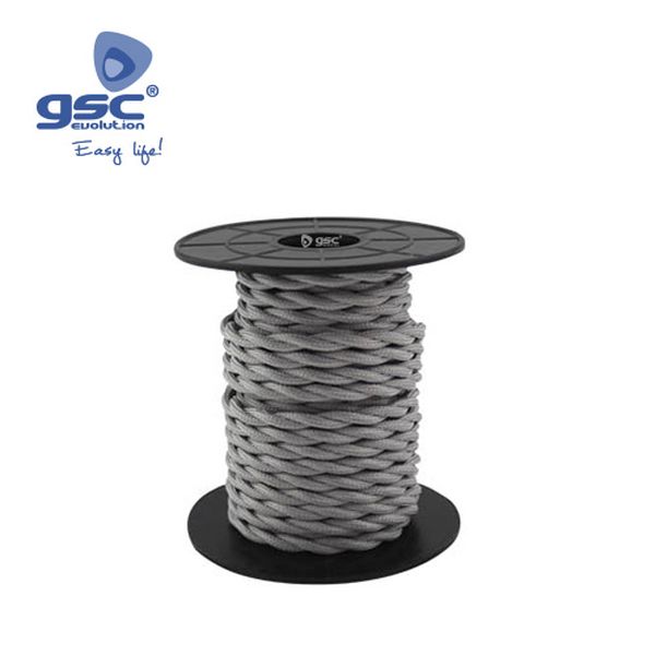 Câble textile 10M (2x0,75mm), gris clair | 003902979