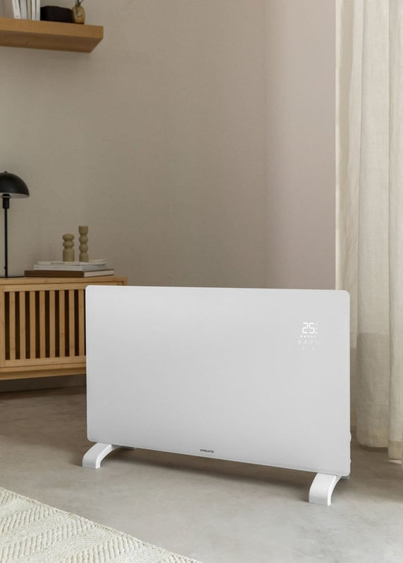 [GC-301015011] Radiateur convecteur en verre Zanthus - Blanc 2000w sur pied