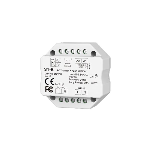 Ac Triac Rf Dimmer S1-B 100-240Vac Rf2.4G 1A*1Ch 110W/220W(110V/220V) 6363