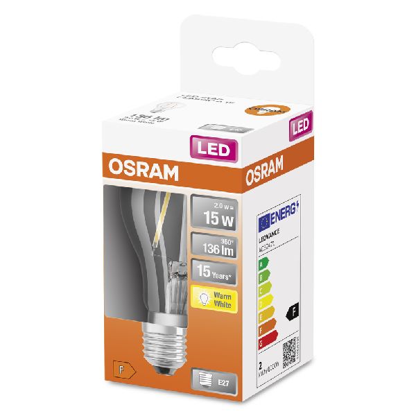 LED Standard clair filament 1,5W=15 E27 chaud - 461437