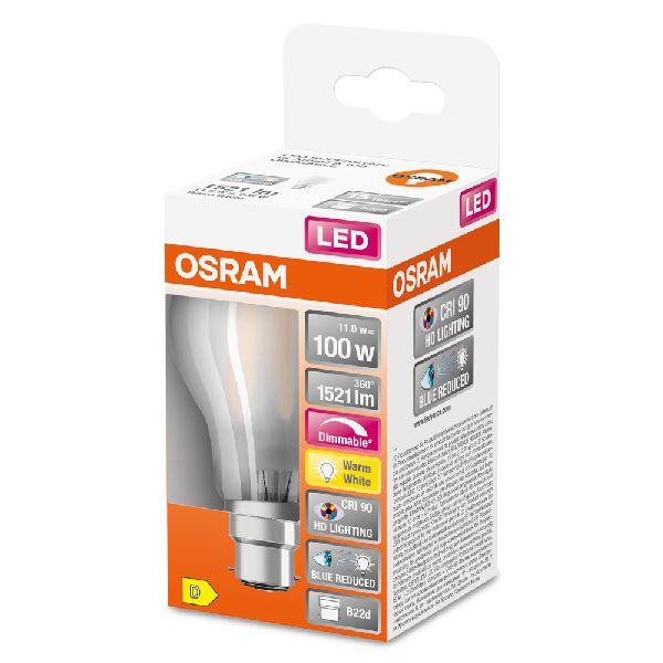 LED SuperStar+ Standard verre dépoli variable 11W=100 B22 chaud - 602694