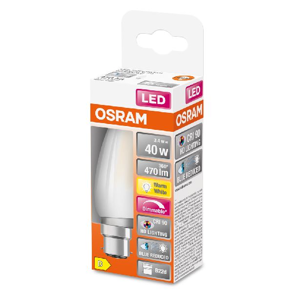 LED SuperStar+ Flamme verre dépoli variable 3,4W=40 B22 chaud - 602816