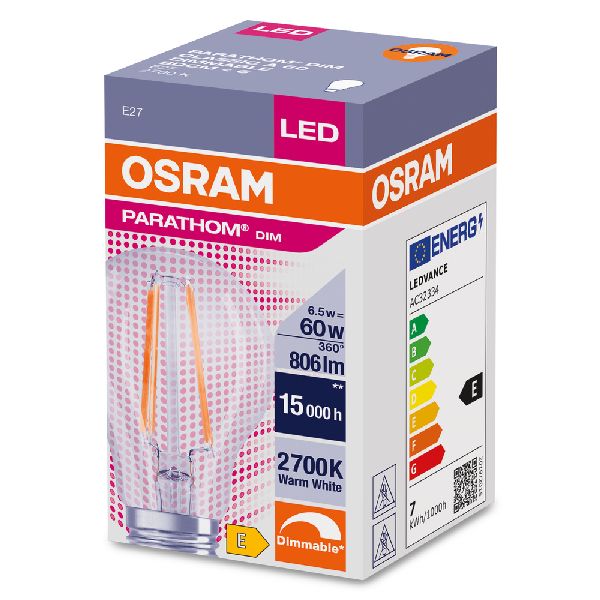 Osram LED FIL dim CLA60 Claire 827 E27 6,5W 806lm Verre - 591172
