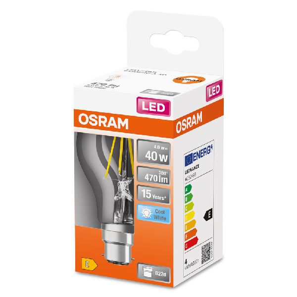 LED Standard clair filament 4W=40 B22 froid - 592636