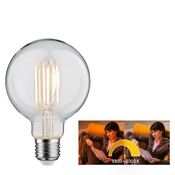 LED fil G95 806lm E27 7W dim to warm 1800-3000K 230V