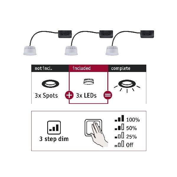 ENC Choose Coin x3 3-Step-Dim 3x6W 470lm 2700K 230V 51mm