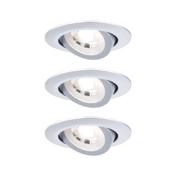 Kit encastrés 3-stepdim orientable LED 3x6W 3000K 230V chrome dépoli/Pl