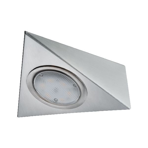 Meuble saillie kit triangle LED PIR 3x2, 8W 12V 230/12V acier brossé métal/verre