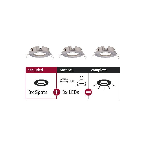 ENC Choose 3 spots fixes max 3x10W Acier bros alu 230V 51mm