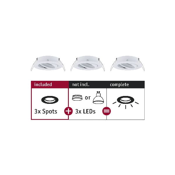 ENC Choose 3 spots orientables max 3x10W 230V 51mm Blanc dépoli alu