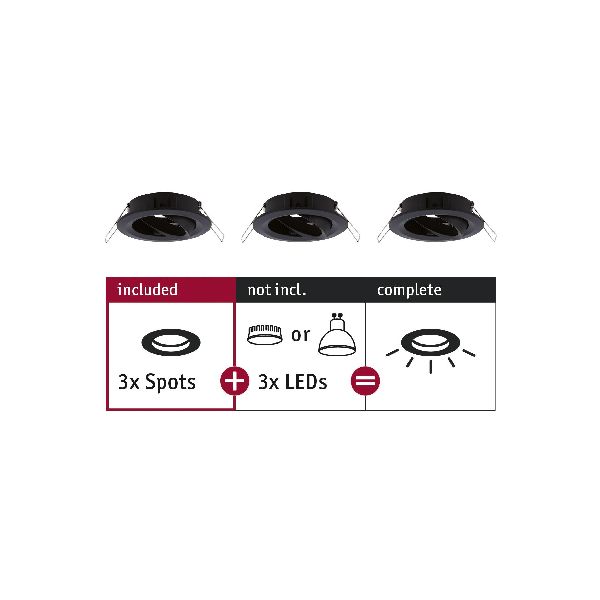 ENC Choose 3 spots orientables max 3x10W 230V 51mm Noir mat alu