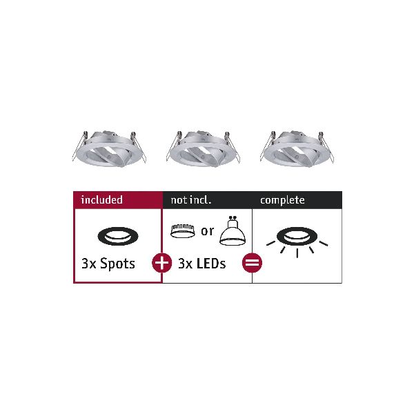 ENC Choose 3 spots orientables max. 3x10W 230V 51mm alu tourné alu