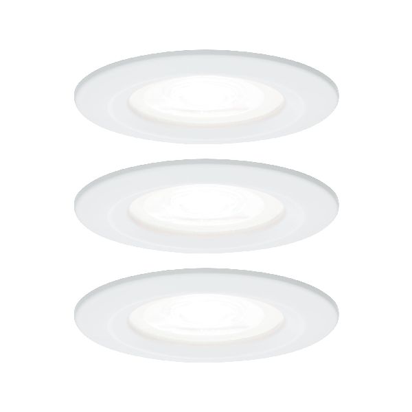 Kit enc Nova rd fixe LED IP44 3x6,5W 4000K 230V GU10 51mm Blanc dép/Alu zinc