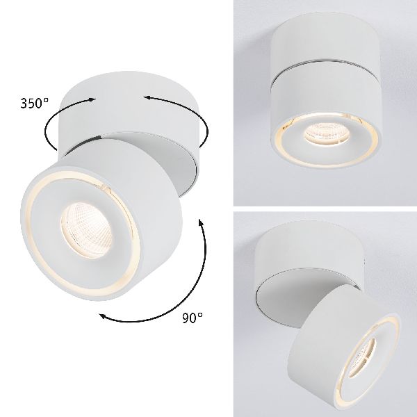 Kit lum en saillie Spircle 8W 36° 3000K 230/40V blanc dépoli/Alu