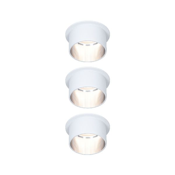 Kit ENC Gil Coin 3StepDim rd fixe LED 3x6W 2700K 230V blanc dépoli/acier Alu