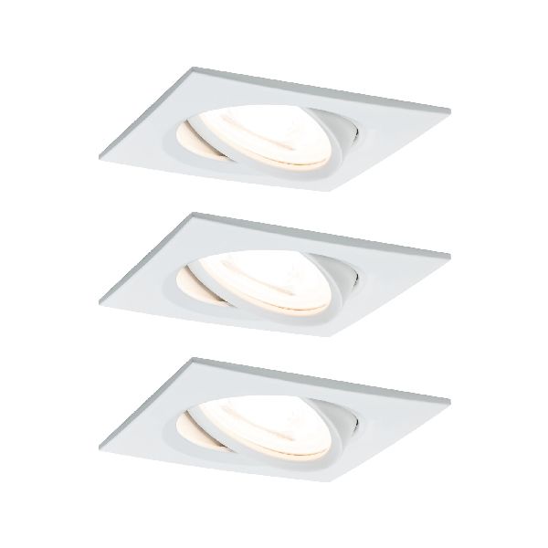 Kit enc Nova carré orientable LED 3x6,5W 2700K 230V GU10 51mm Blc dépoli/Alu