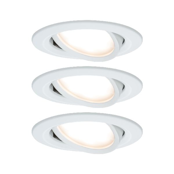 Kit enc Nova Coin rond orientable LED 3x6W 2700K 230V blanc dépoli/Alu