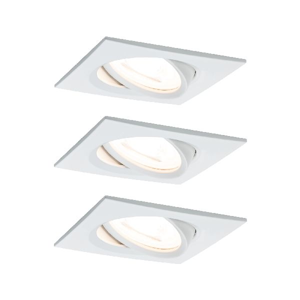 Kit enc Nova Coin carré orientable LED 3x6W 2700K 230V blanc dépoli/Alu