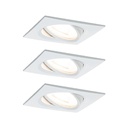 Kit enc Nova carré noir LED 3 nivgrad 3x6,5W 230V GU10 51mm Blanc dépoli/Alu