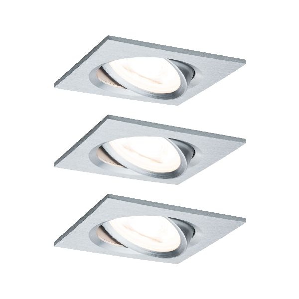 Kit enc Nova carré noir LED 3 nivgrad 3x6,5W 230V GU10 51mm Alu tourné/Alu