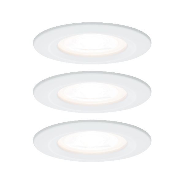 Kit enc Nova rd fixe LED IP44 3 nivgrad 3x6,5W 230V GU10 51mm Blanc dépoli/Alu