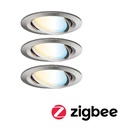 Kit enc Nova Plus ZB Coin tw rond Noir LED 3x6W 230V 51mm Acier bros/Alu zinc